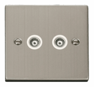 Click Deco Twin Isolated Coaxial Socket Outlet White