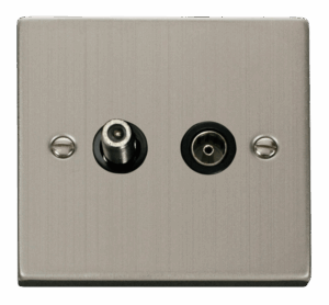 Click Deco 1 Gang Satellite & Coaxial Socket Outlet Black