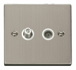 Click Deco 1 Gang Satellite & Coaxial Socket Outlet White