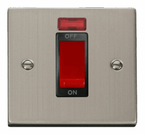 Click Deco 1 Gang 45A Dp Switch With Neon Black