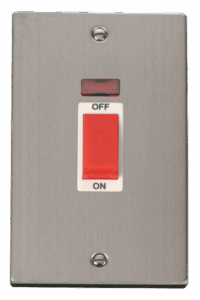 Click Deco 2 Gang 45A Dp Switch With Neon White