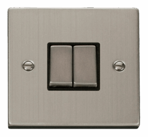 Click Deco 2 Gang 2 Way Ingot 10Ax Switch Black