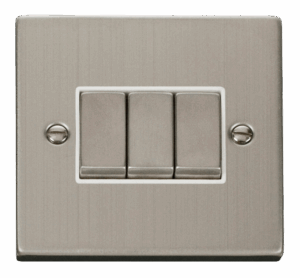 Click Deco 3 Gang 2 Way Ingot 10Ax Switch White