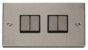 Click Deco 4 Gang 2 Way Ingot 10Ax Switch Black