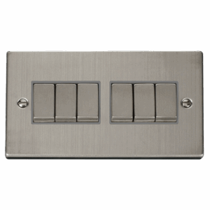 Click Deco 10Ax Ingot 6 Gang 2 Way Plate Switch