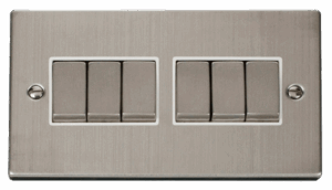 Click Deco 6 Gang 2 Way Ingot 10Ax Switch White