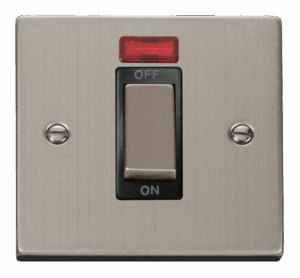 Click Deco Ingot 1 Gang 45A Dp Switch With Neon Black