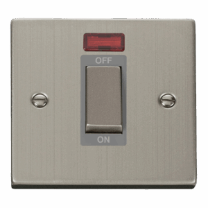Click Deco 50A Ingot 1 Gang Double Pole Plate Switch With Neon
