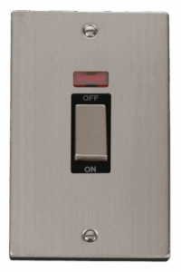 Click Deco Ingot 2 Gang 45A Dp Switch With Neon Black