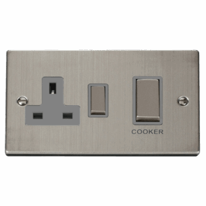 Click Deco 50A Ingot 2 Gang Double Pole Switch With 13A Double Pole Switched Socket Outlet