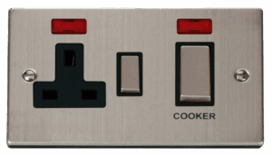 Click Deco Ingot 45A Dp Switch 13A Switched Socket & Neons (2) Black