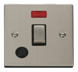 Click Deco 20A 1 Gang Dp Ingot Switch With Flex Outlet And Neon Black