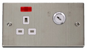 Click Deco 13A 1G Dp Lockable Skt W Neon Deco Ss Wh