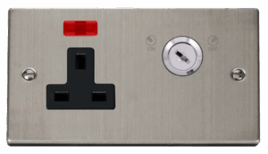 Click Deco 13A 1 Gang Dp Key Lockable Socket With Neon