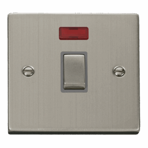 Click Deco 20A Ingot Double Pole Plate Switch With Neon