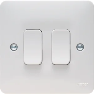 Hager 10AX 2 Gang 2 Way & Intermediate Wall Switch