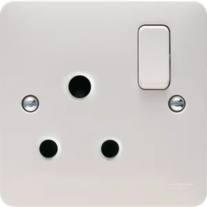Hager 1 Gang 15A Round Pin Switched Socket