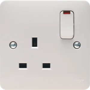 Hager 1 Gang Double Pole Switched Socket with LED Indicator