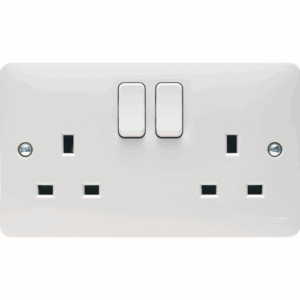 Hager 2G Double Pole Switched Socket