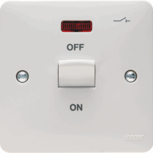 Hager 1G 50A Double Pole Switch with LED