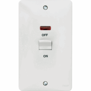 Hager 50A Double Pole 2 Gang Vertical Switch with LED