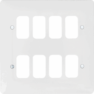 Hager 8 Gang White Moulded Grid Plate