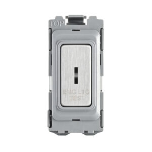 Saxby Electrical Grid 20A DP 2-Way Key Module (EMG LTG TEST) Brushed Steel