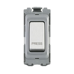 Saxby Electrical Grid 20A SP Retractive (Press) Grid Module Brushed Steel