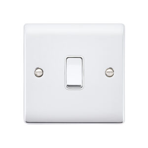 Saxby Electrical Raised Screwed 10AX 1G 2-Way Switch Polished Chrome