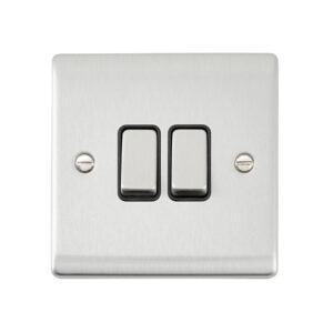 Saxby Electrical Raised Screwed 10AX 2G 2-Way Switch Brushed Steel