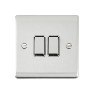 Saxby Electrical Raised Screwed 10AX 2G 2-Way Switch Brushed Steel
