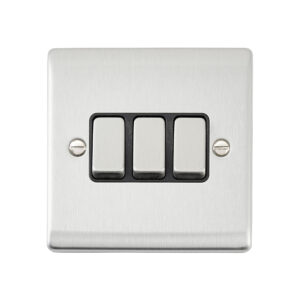 Saxby Electrical Raised Screwed 10AX 3G 2-Way Switch Brushed Steel