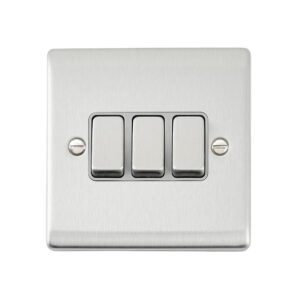 Saxby Electrical Raised Screwed 10AX 3G 2-Way Switch Brushed Steel