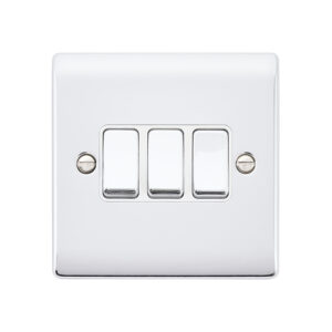 Saxby Electrical Raised Screwed 10AX 3G 2-Way Switch Polished Chrome
