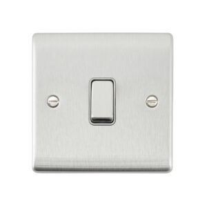 Saxby Electrical Raised Screwed 10AX 1G Intermediate Switch Brushed Steel