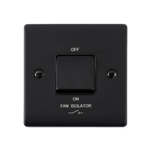 Saxby Electrical Raised Screwed 10AX 1G 3-Pole Fan Isolator Switch Matt Black