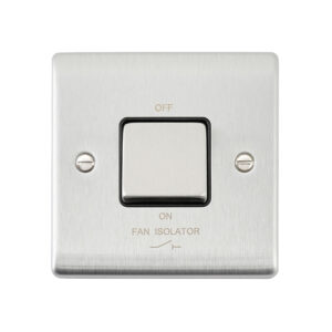 Saxby Electrical Raised Screwed 10AX 1G 3-Pole Fan Isolator Switch Brushed Steel