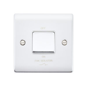 Saxby Electrical Raised Screwed 10AX 1G 3-Pole Fan Isolator Switch Polished Chrome