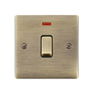 Saxby Electrical Raised Screwed 20A 1G DP Switch Neon Antique Brass