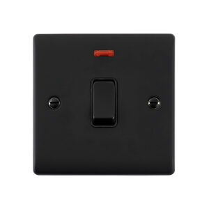 Saxby Electrical Raised Screwed 20A 1G DP Switch Neon Matt Black