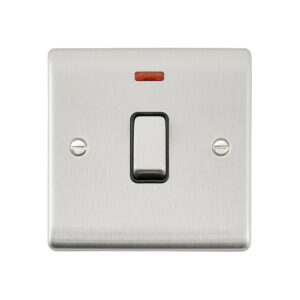 Saxby Electrical Raised Screwed 20A 1G DP Switch Neon Brushed Steel