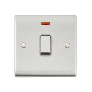 Saxby Electrical Raised Screwed 20A 1G DP Switch Neon Brushed Steel