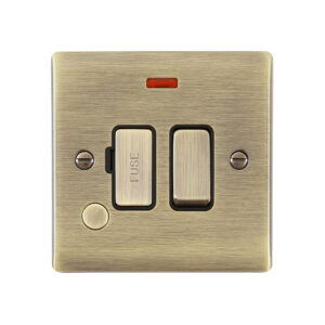 Saxby Electrical Raised Screwed 13A Switched Fused Spur Unit with Flex Outlet and Neon Antique Brass
