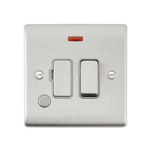 Saxby Electrical Raised Screwed 13A Switched Fused Spur Unit with Flex Outlet and Neon Brushed Steel