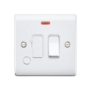 Saxby Electrical Raised Screwed 13A Switched Fused Spur Unit with Flex Outlet and Neon Polished Chrome