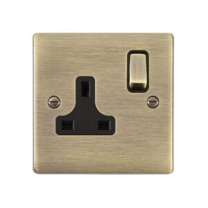 Saxby Electrical Raised Screwed 13A 1G DP Socket Antique Brass