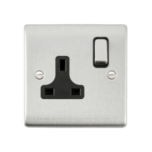 Saxby Electrical Raised Screwed 13A 1G DP Socket Brushed Steel