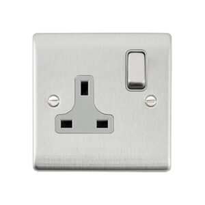 Saxby Electrical Raised Screwed 13A 1G DP Socket Brushed Steel