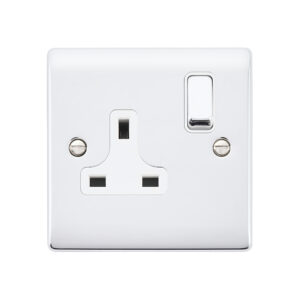 Saxby Electrical Raised Screwed 13A 1G DP Socket Polished Chrome