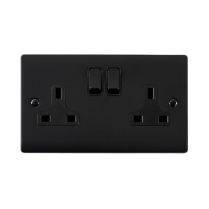 Saxby Electrical Raised Screwed 13A 2G DP Socket Matt Black